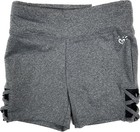 Justice Girls Grey Polyester Stretch Lattice Side Compression Active Shorts Sz 8