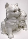 Vintage White Ceramic Double Persian Kitten Figurine Pair Cat Statue