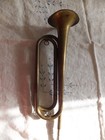 U s  Regulation Military Bugle Brass Patina Aged W Silver Nickel Mouthpiece Usa