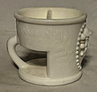 Antique 1867 Green Man Decorated Milk Glass Shaving Mug - For Charity
