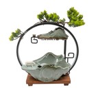 Water Fountain Led Tabletop Indoor Fake Plants Waterfall Zen Decor With Mist