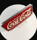 Vtg  1920 s -1940 s Coca-cola Metal Chrome Plated Sign 3 25 X 6 5 -flanged Sides