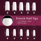 500pcs Half Cover False Nails Tips - Acrylic Nail Tips  Krofaue 10 Sizes Lady   