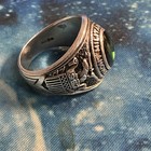 1967 Vermont Military Academy Ring Sterling Silver Size 10 5 Green Stone Nice   