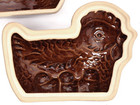 Vintage Brown Glazed Ceramic Baking Mold 2 Piece Small Hen And 3 Chicks Shaped  