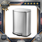 Qualiazero 13 2 Gallon Trash Can  Rectangular Step On Kitchen Trash Can  Silver