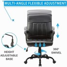 Mid Back Leather Office Executive Chair Lumbar Support Padded Armrestes Swivel