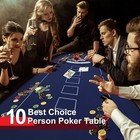 10 Player Poker Table Oval Foldable Casino Blackjack Texa Holdem Table 3 Section