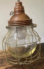 Vintage Antique -marine Nautical Copper Cage Caged- Light Fixture Tested   Works