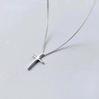 Small Plain Cross Pendant Necklace  925 Sterling Silver Chain