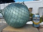 Lg  11    Vintage Japanese Old Ocean Salvage Nautical Glass Fishing Net Float Ball