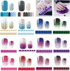14 Sheets Nail Stickers Glitter Gradient Color Shine Full Wraps Polish Sticke   
