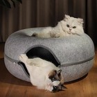 Cat Cave Extra Large Cat Tunnel Bed Indoor Cats cat Donut 24x24x11   With 3 Toys