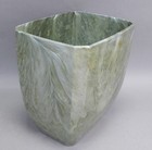 Vintage Mid Century Trash Can Waste Basket Hard Plastic Acrylic Marbled Green Mc
