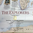National Geographic Society Map The Explorers Wall Poster 1998 Vtg Educational