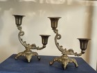 Pair Of Antique Brass Dragon Motif Candelabras  6 
