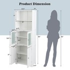 Bathroom Tall Storage Cabinet Linen Tower W  Glass Door   Adjustable Shelf White