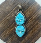 Navajo Scott Skeets Sterling Silver Turquoise Inlay Handmade Pendant