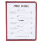 50 Case 8 1 2  X 11  Burgundy Vinyl 3 Page Pocket Clear Restaurant Menu Cover