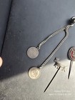 Antique Dealer Lot Of  6 Victorian Stick Hat Pins  Love Tokens Sterling Enameled