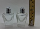 Vintage Mini Square Salt   Pepper Shakers Clear Glass With Silver Tops