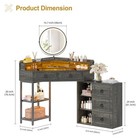 5 Drawers Corner Vanity Desk With Mirror   Led  Makeup Table For Bedroom brown