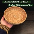 Small Round Key Bowl Woven Key Basket For Entryway Table Wicker Storage Baske   
