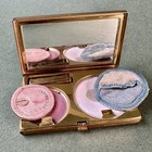 Vintage Makeup Compact Art Deco Houbigant Abstract Triple Vanity Compact