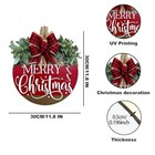 Christmas Door Hanger Sign - Wooden Wreath With Bow For Winter Farmhouse Decor