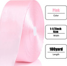 100 Yards Ribbon 1-1 2 Inch Pink Satin Ribbon single Face Satin