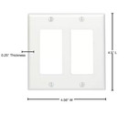Leviton 2-gang Decora Rocker Wall Plate White Plastic Standard Cover - New