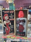 Vintage 1950s A Hot Nip Novelty Pocket Flask Lady Plastic Milbit   Box Pinup Ad