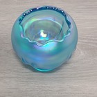 Fenton Celeste Blue Rose Bowl Iridescent Signed Nancy Fenton 2005