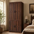 71  Wooden Armoire Wardrobe Closet 4 Doors Hanging Rod Cabinet Bedroom Storage