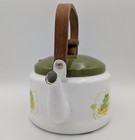 Vtg 70 s Sears   Roebuck Neil The Frog Enamel Tea Kettle W  Wood Handles