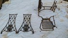 2 Antique Singer Treadle Sewing Machine Cabinet Base Metal Cast Iron Legs Wheels