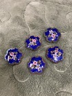 5 Antique Early 1900s T w   W Paris Hand Painted Flower Enamel Buttons  French