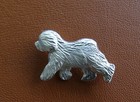 Large Sterling Silver Old English Sheepdog Moving Study Brooch