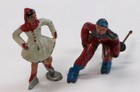 Vintage Barclay Cast Metal Figures  - Downhill Skier W poles And Girl Ice Skater