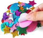 260 Pieces Colorful Glitter Foam Stickers Self Adhesive Stars Mini Heart Shapes 