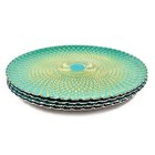 Teal   Gold Peacock Feather Glass Charger Plate Decorative Dining Plate Set Of 4