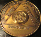 Alcoholics Anonymous 25 Year Aa Back Bronze Medallion Chip Coin Token Sobriety