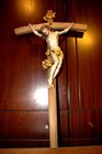 Antique 25  Hand Carved Wood Carving Jesus Wall Crucifix Cross Sculpture Figure
