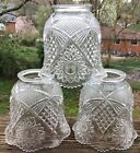 Set 3 Antique Eapg 2 1 4  Fitter Lamp Shades Ruffled Star Burst Ceiling Light