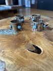 Set Of 4 Vintage Brass Tone Napkin Rings With Turquoise