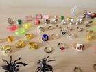 80 Vintage Vending Machine Prize Lot- Rings  Charms  Toys  Keychains    Tattoos