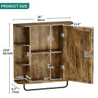 Medicine Cabinet W  Mirror Door Storage Shelf Wall Mount Bathroom Cabinet Brown