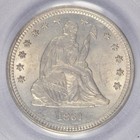 1861 Seated Liberty Quarter Pcgs Ms61 Cac Ogh Nice White Luster Choice