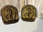 Vintage Pair Bronze Brass Remington End Of Trail Horse Bookends Free Shipping