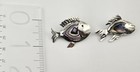Vintage Taxco Mexico Sterling Silver 925 Abalone Fish Brooch Pins Pair - 5 9g